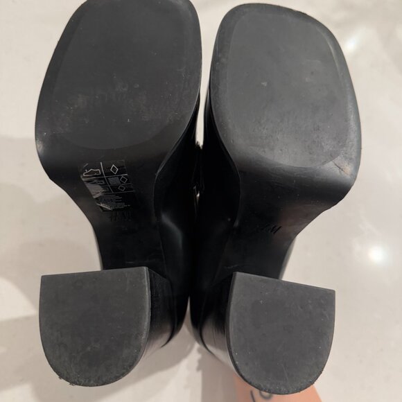 H&M Black Leather Platform Heeled Loafers - Picture 9 of 11